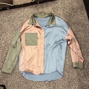 Colorblock Button-Up Shirt